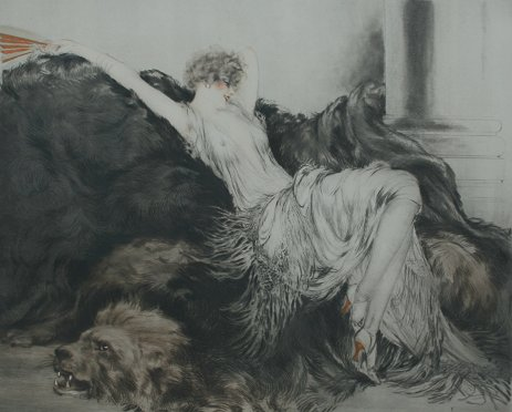 VINTAGE LOUIS ICART ETCHING PARESSE 16 x 20 sight size