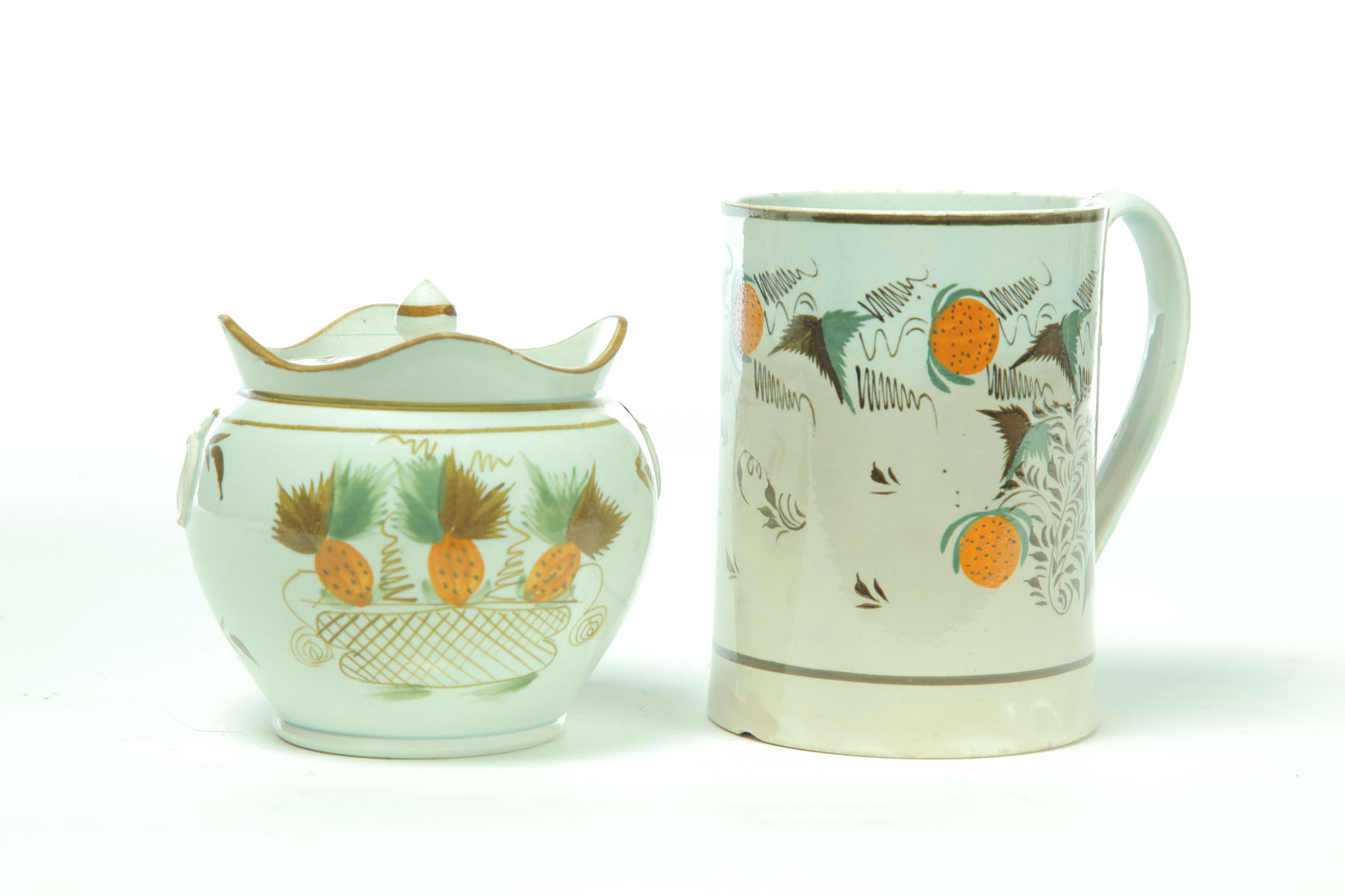 LEEDS MUG AND COVERED SUGAR BOWL England 1st quarter 19th