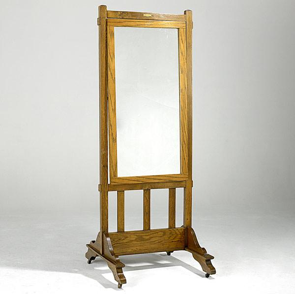 ARTS CRAFTS Standing floor mirror Pittsburgh Plate Glass Co tag