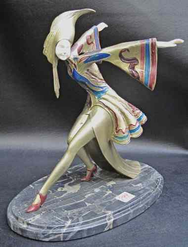 AFTER GERDAGO Gerda Gottstein PAINTED BRONZE AND IVORY FIGURE German