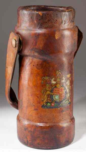 Victorian Leather Fire Bucketcirca 1860 with applied Royal Coat of