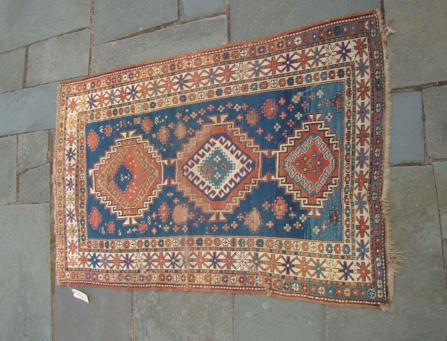 ORIENTAL RUG KAZAK 4 0 x 6 5 Three geometric