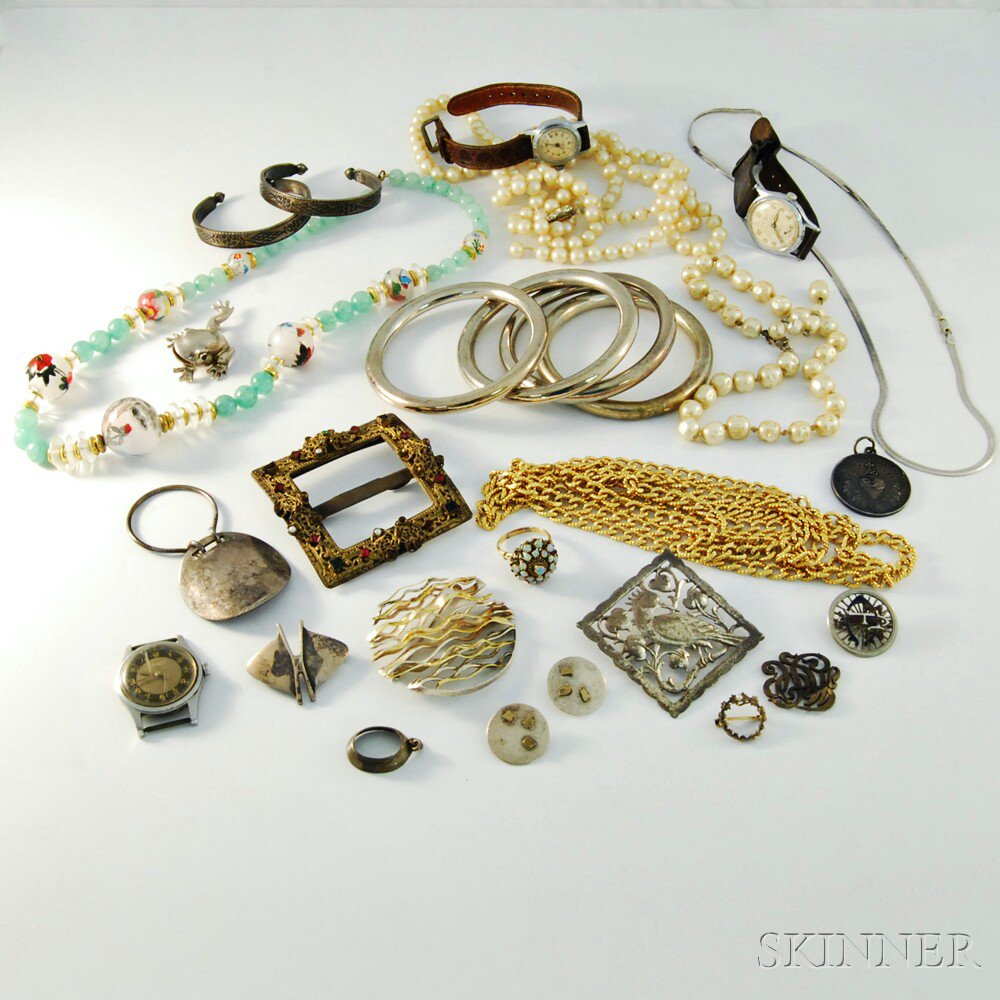 Group of Jewelry including a 14kt gold and opal ring