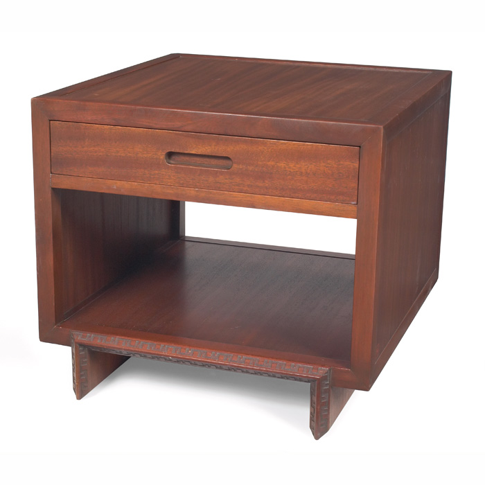 Frank Lloyd Wright side table manufactured by Heritage Henredon single