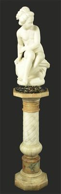A carved marble sculpture representing Psyche as a young girl