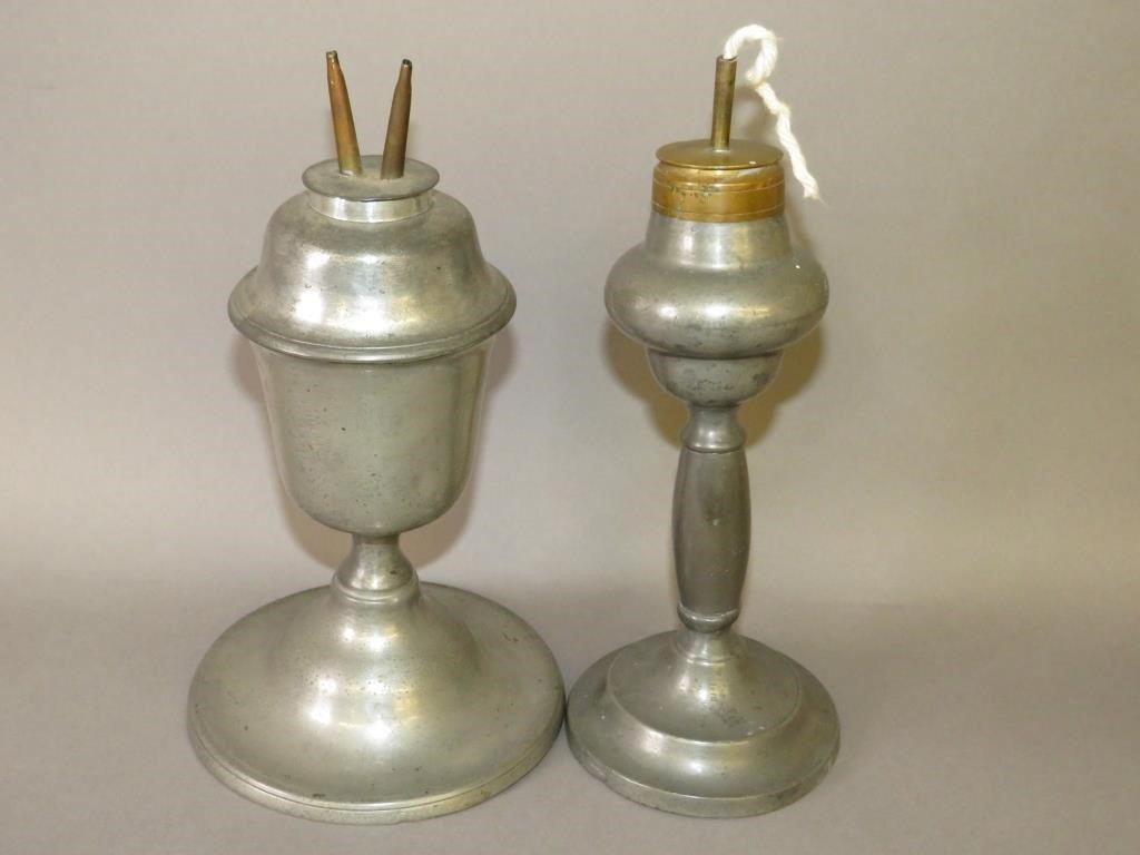 2 STANDING BRITANNIA SPIRIT LAMPSca mid 19th century two standing