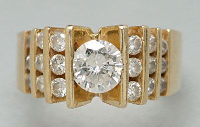Diamond ring central round brilliant cut diamond estimated weight 94