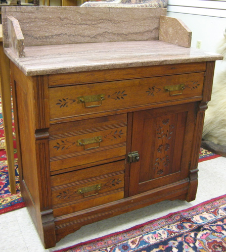VICTORIAN MARBLE TOP WASHSTAND Eastlake influence American c 1875 having