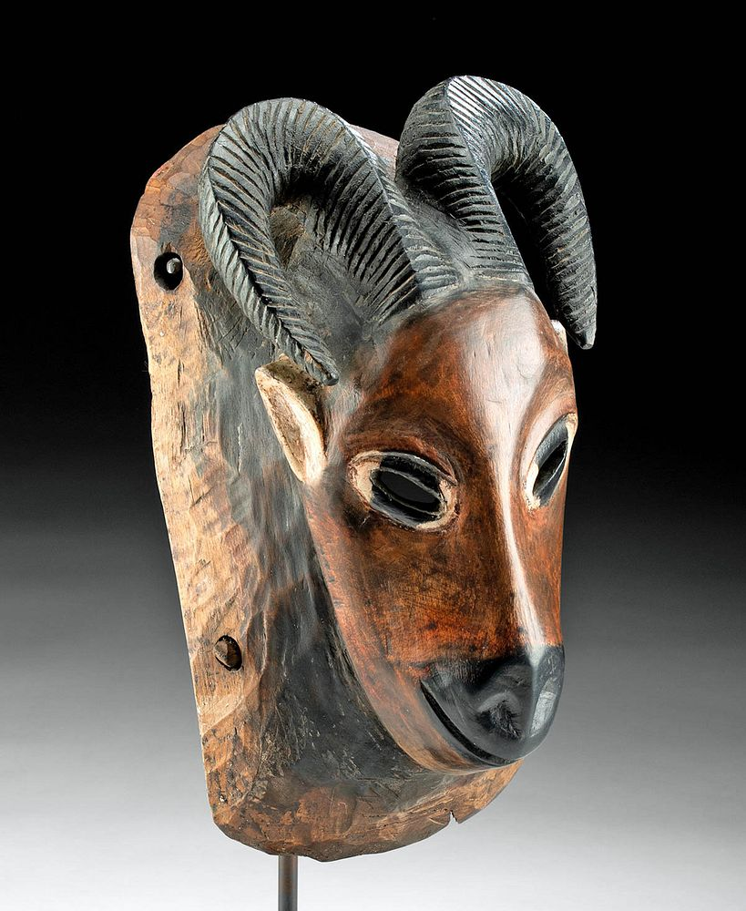 20th C African Guro Wood Mask Mythical Zamble West Africa