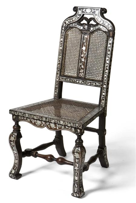 INDO PORTUGUESE ROSEWOOD AND MOTHER OF PEARL INLAID SIDE CHAIR