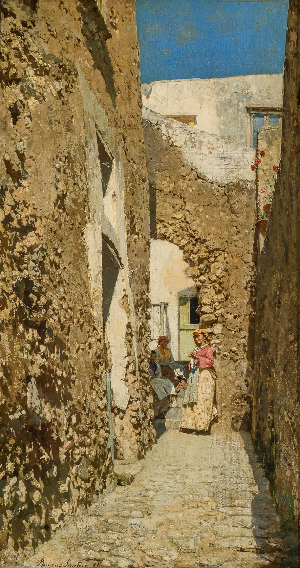 RUBENS SANTORO Italian 1859 1942 Capri oil on canvas signed