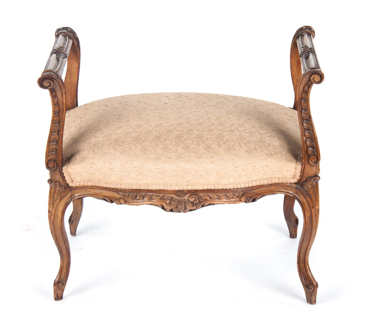Louis XV style carved walnut bench late 19th century raised