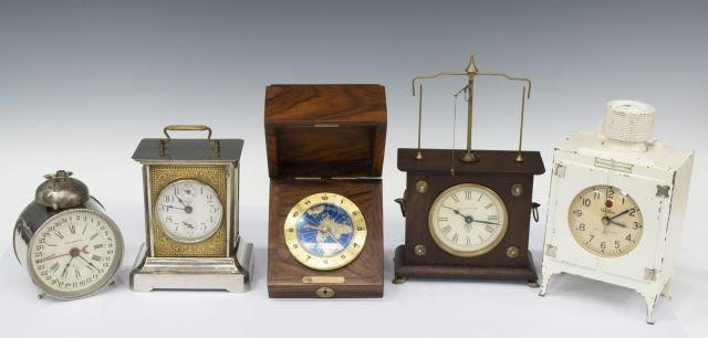 lot of 5 Clocks including 1 Jerome Co flying pendulum