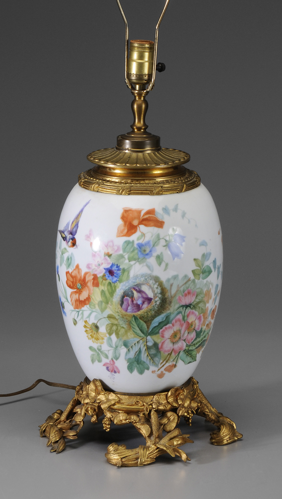Gilt Bronze Mounted Lamp Continental 19th century baluster porcelain body