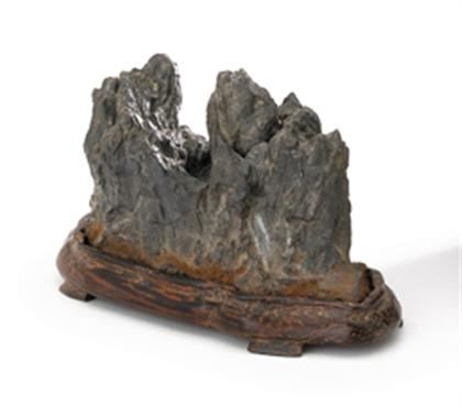 Small Japanese dark gray brush rest and stand Of mountainous