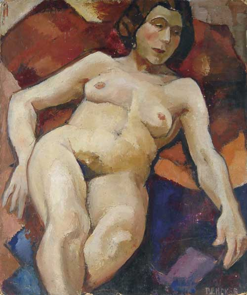 BENCKER 20th Century DOUBLE SIDED NUDE WOMAN AND MAN Unframed