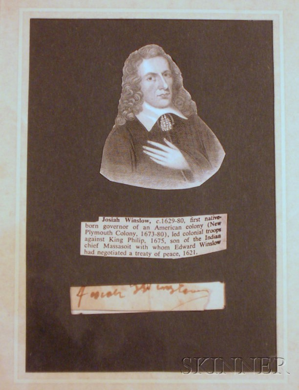 Massachusetts Colonial Governor 17th Century Winslow Josiah c 1629 1680
