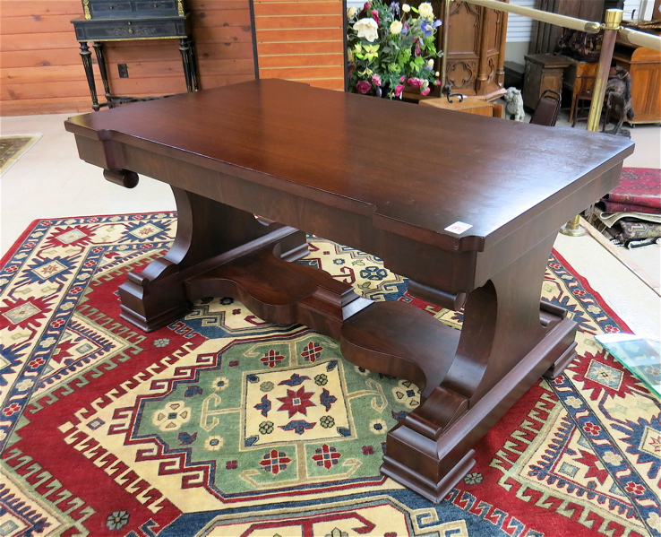 LARGE MAHOGANY LIBRARY TABLE Empire Revival design American c 1900