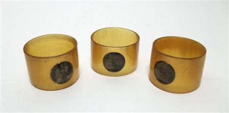 Aberdeen a set of six Scottish provincial horn napkin rings