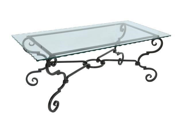 Glass top coffee table 20th c having rectangular glass top