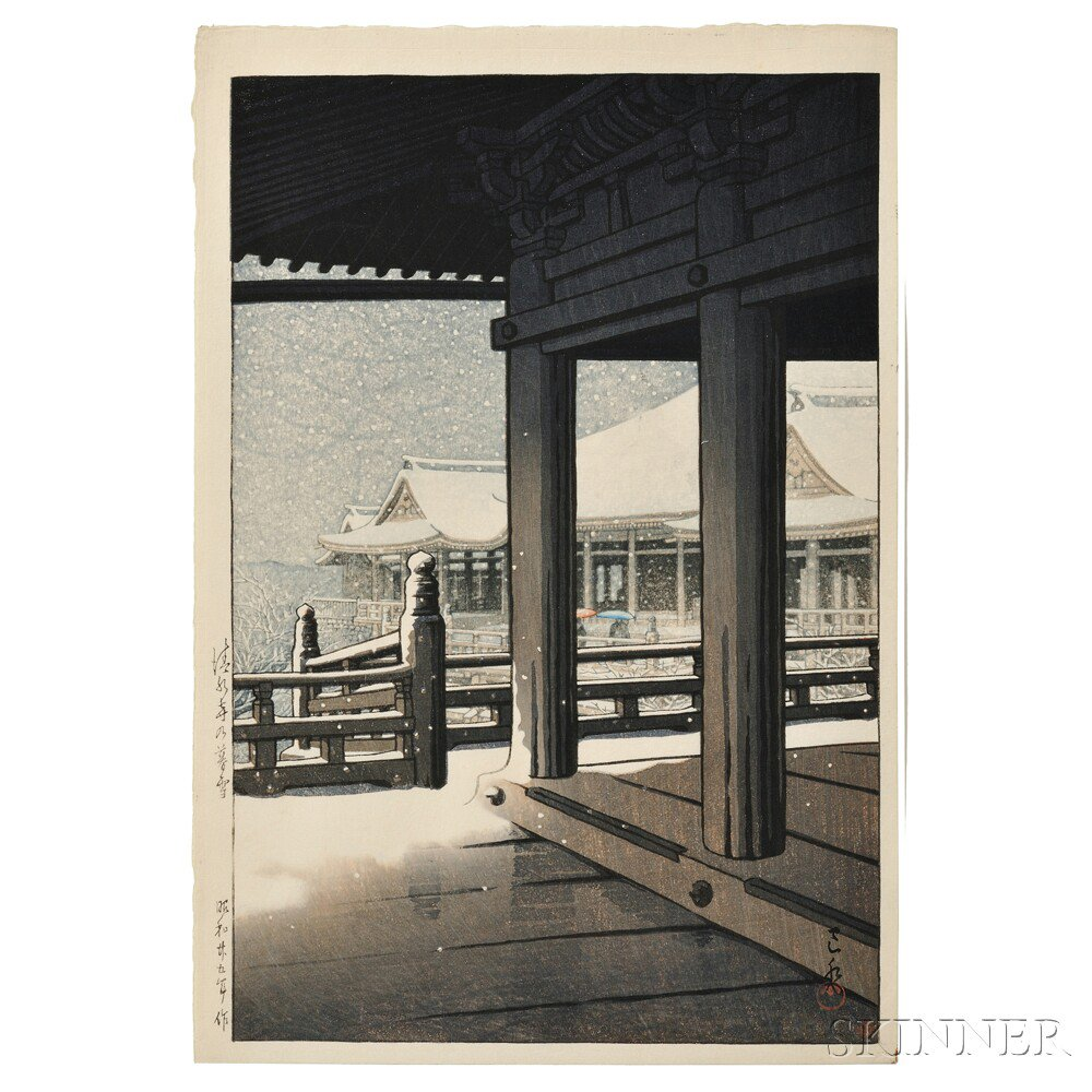 Kawase Hasui 1883 1957 Snow at Kiyomizu Temple Japan 1950