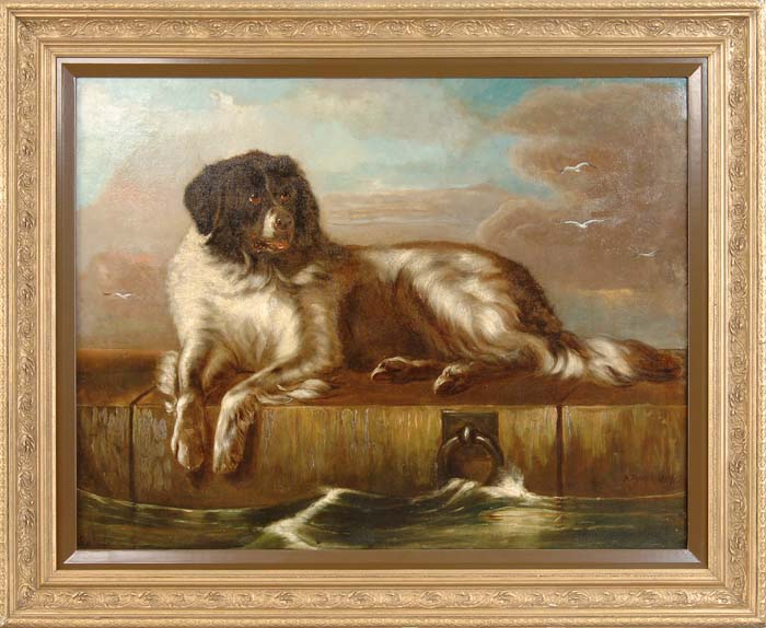 A PALMER 19th Century DOG ON THE DOCK A large