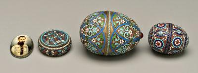Russian silver related 916 fine silver cloisonne egg attached amber