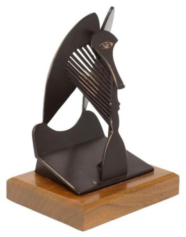 Patinated bronze cubist maquette sculpture The Lady Chicago Picasso after