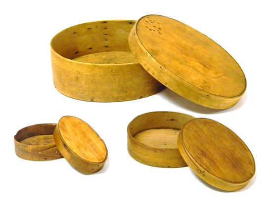 Three nesting pantry boxes oval frame with finger lap and