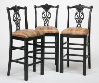 3 Chippendale style bar stools Group of three Chippendale style