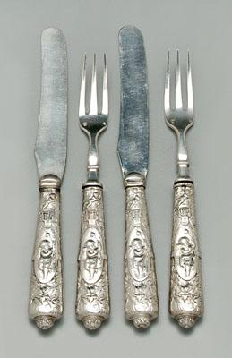French silver flatware hollow handles with cupids harps and floral