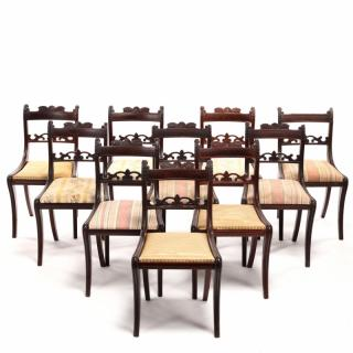 A Set of Ten Classical Carved Dining Chairs attributed to