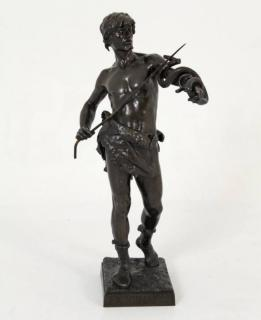 EUG MARIOTOR BRONZE SCULPTURE FASCINATOR BRONZE SCULPTURE OF A MAN