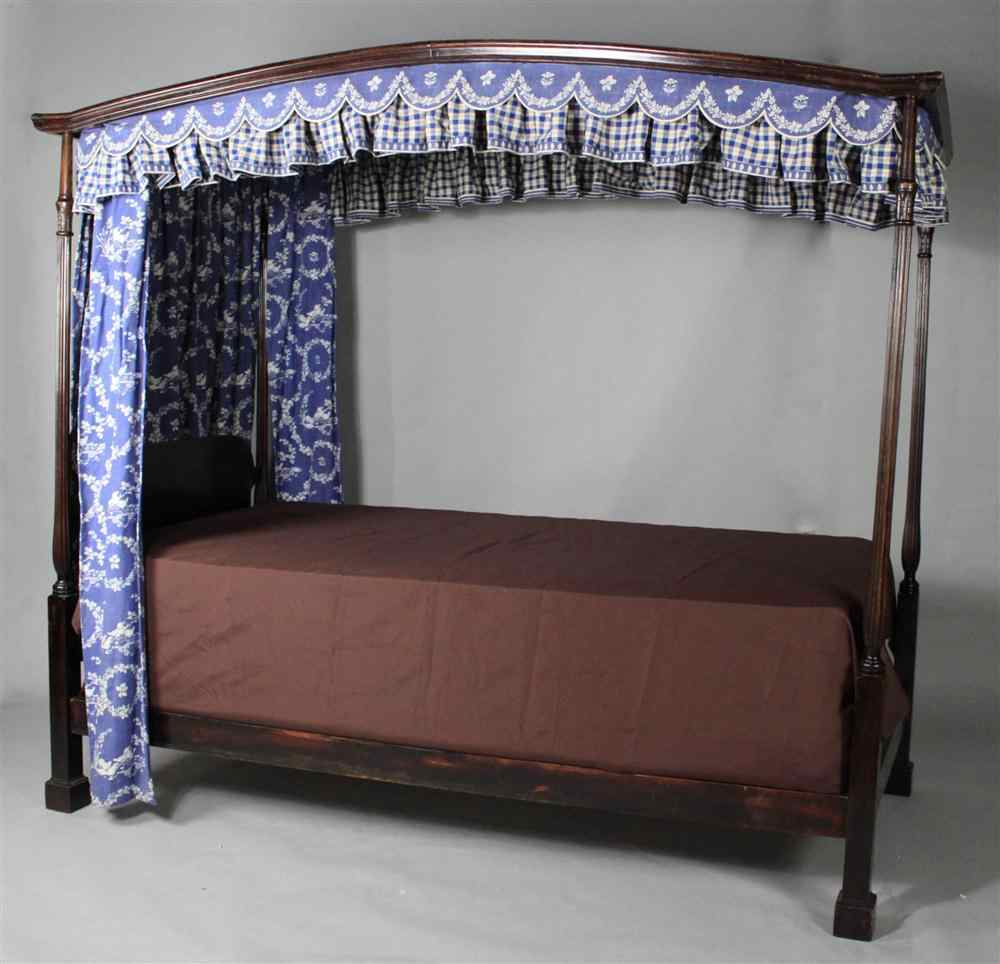 FEDERAL STYLE MAHOGANY TESTER BED late 19th century with serpentine
