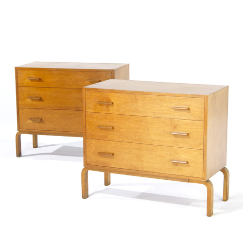 ALVAR AALTO Pair of birch three drawer chests Very early