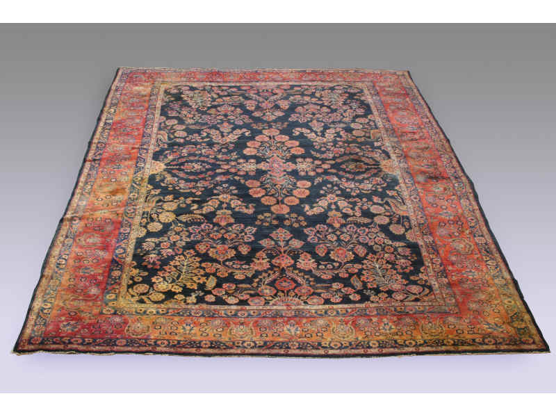 Semi Antique Sarouk Rug ca 1930 central salmon medallion on