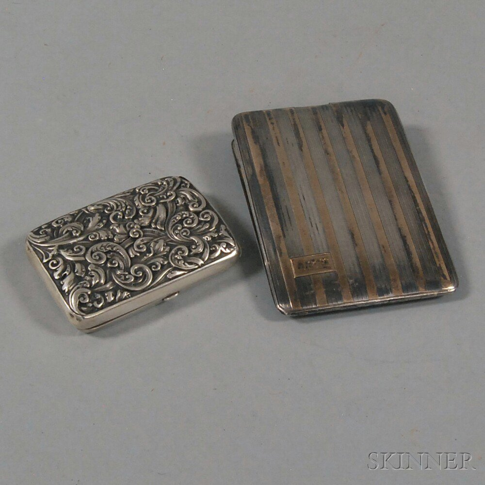 Two Sterling Silver Cigarette Cases a Battin Co sterling silver