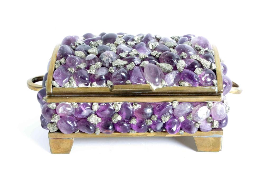 AMETHYST IRON PYRITE NUGGET TREASURE BOXMexican amethyst and Iron Pyrite