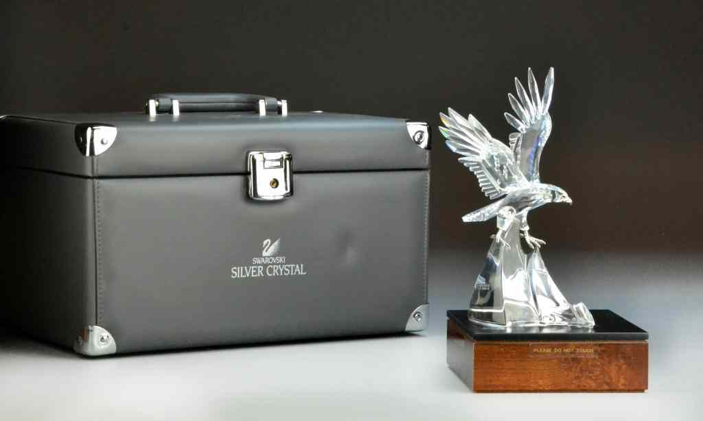 Swarovski Crystal Eagle Sculpture with BoxSilver Crystal The Eagle Winging