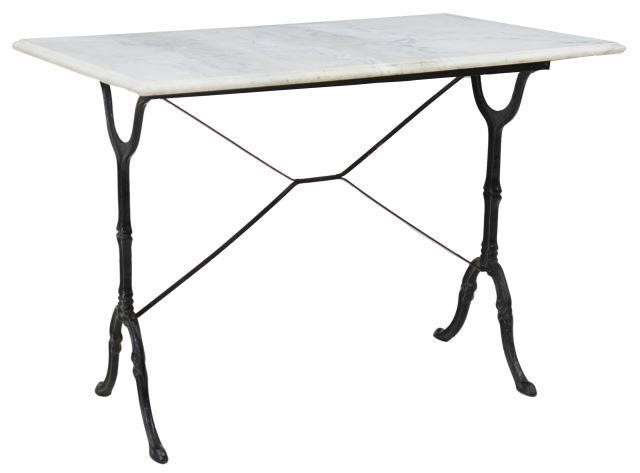 French bistro table 20th c rectangular marble top cast iron