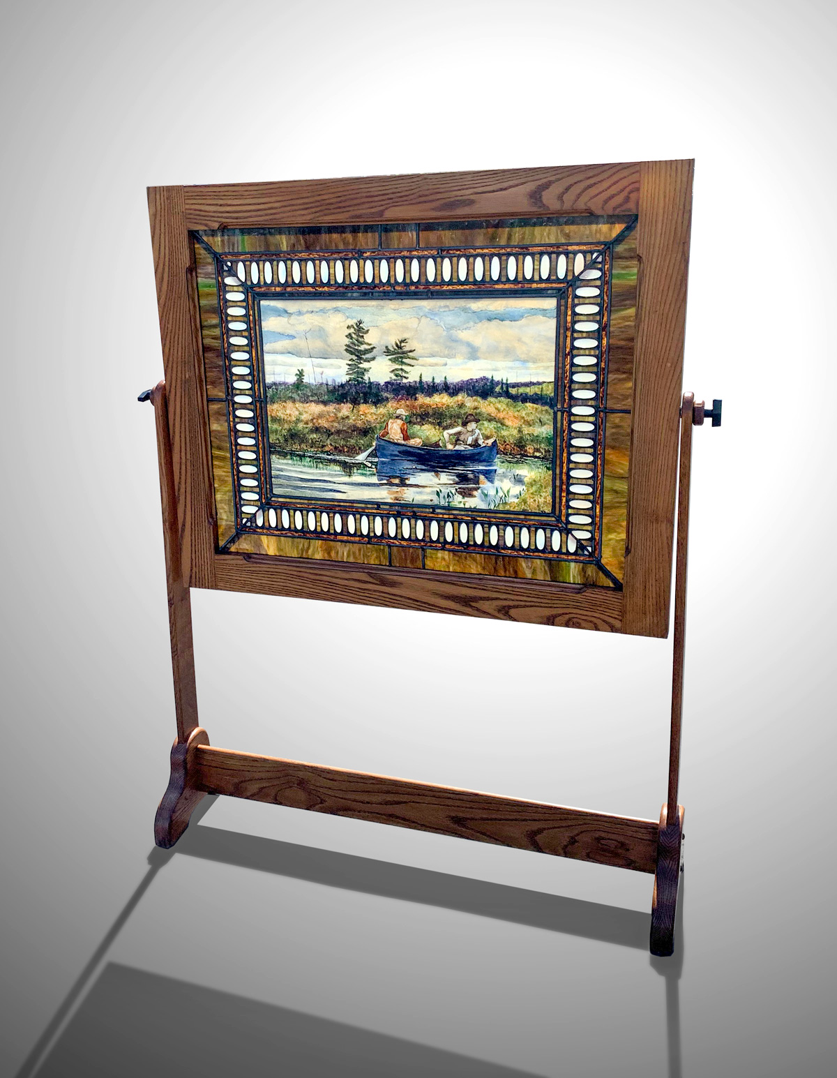 STAINED GLASS WINDOW WITH PAINTING BY JAMES AGNEW MYERS Stained