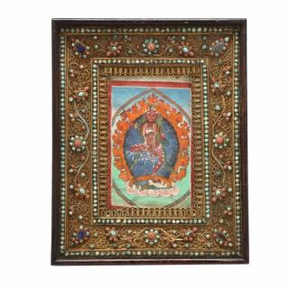 Jeweled Frame with Vajrayogini Painting 19th century Tibetan or Nepalese