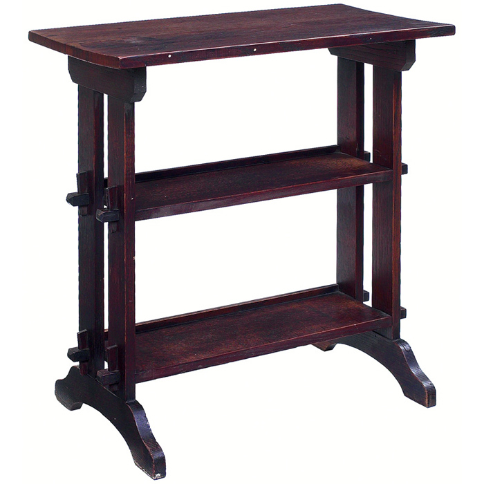 Roycroft Little Journeys stand rectangular top over two shelves with