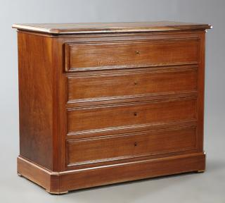 French Louis Philippe Carved Walnut Commode 19th c the canted