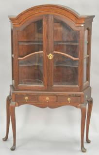 Mahogany curio cabinet in two parts ht 62in wd 38in