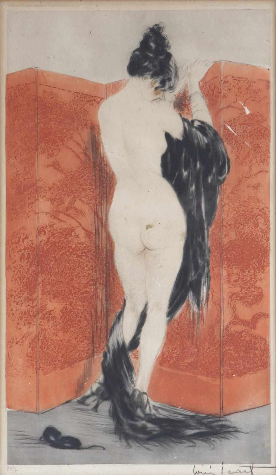 Louis Icart French 1888 1950 Lacquered Screen H C I