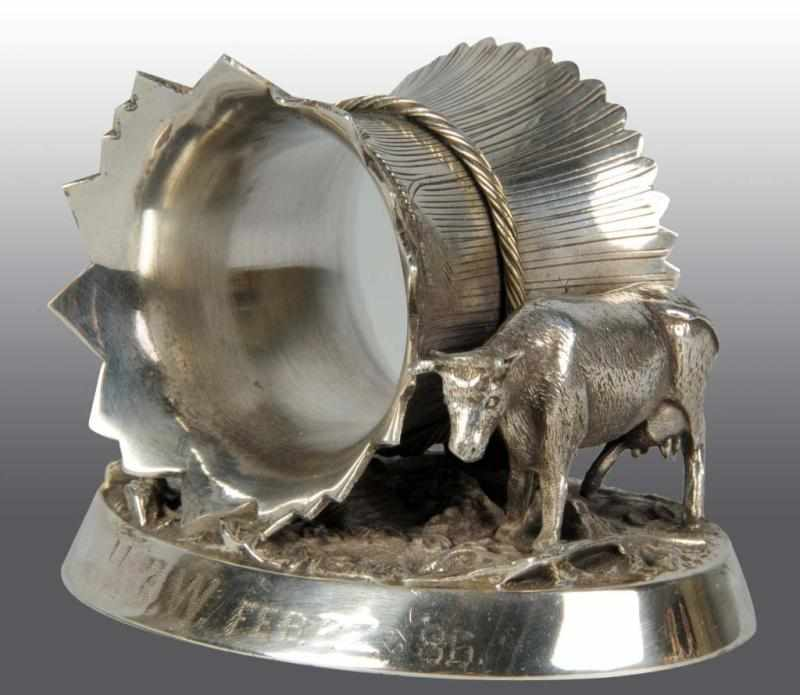 Cow by Wheat Sheaf Napkin Holder Description On raised oval