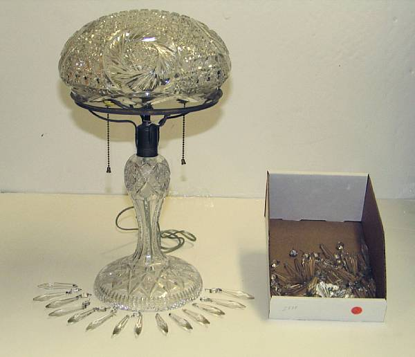 An American brilliant cut glass table lamp late 19th early