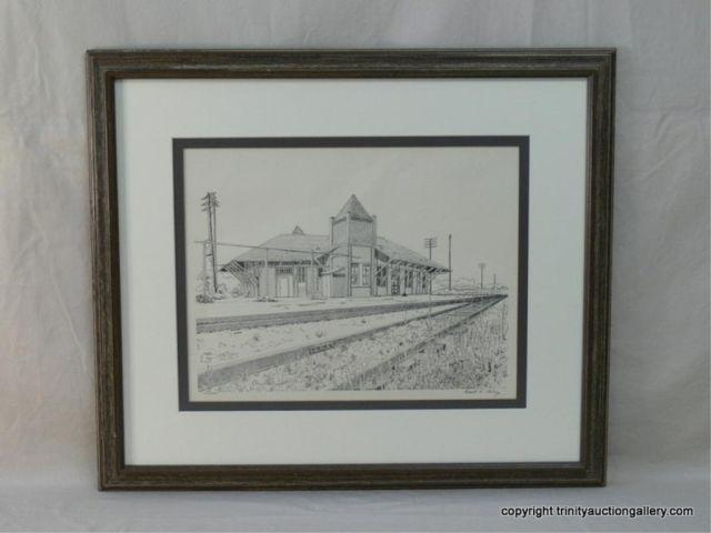 Russell D Autrey S N Train Depot Print Framed Limited
