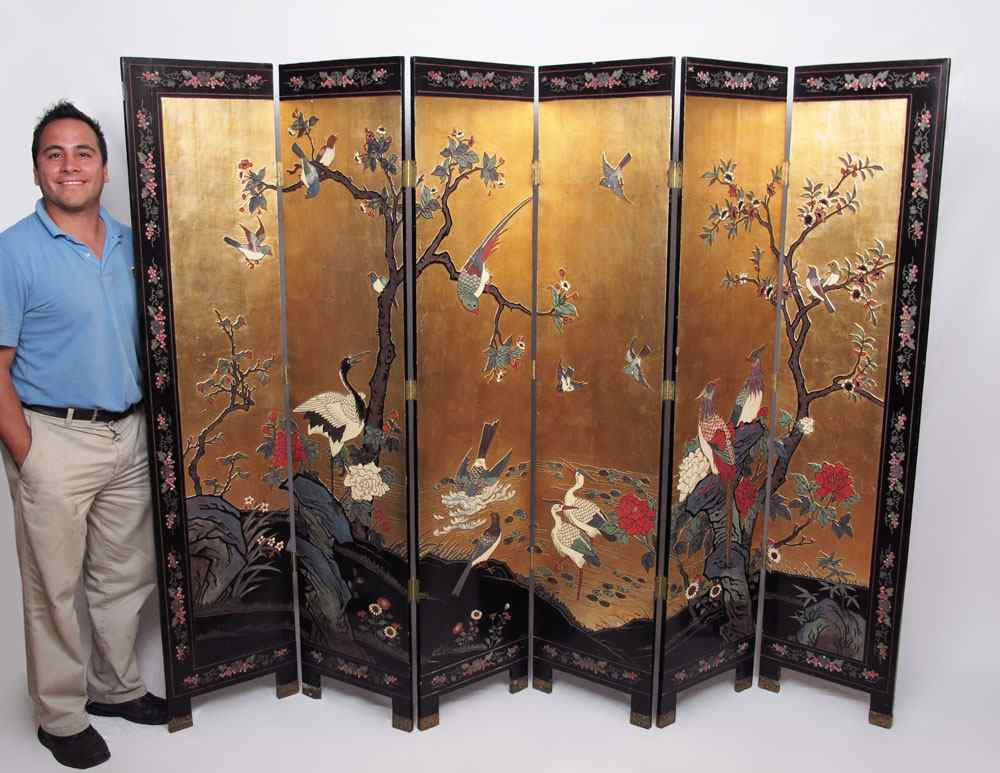 6 PANEL COROMANDEL ORIENTAL SCREEN 6 panel floor screen with